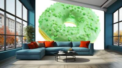 green glazed donut isolated on white background Wall mural