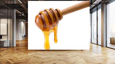 honey dripping isolated on a white background Wall mural