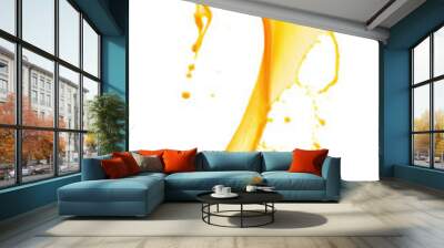 Orange juice splash isolated on white background Wall mural