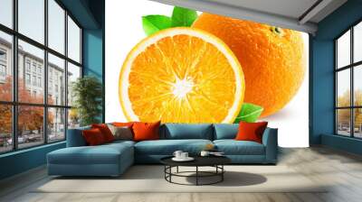 orange with half of orange isolated on the white background Wall mural