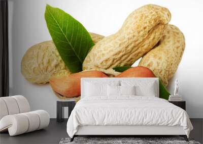 peanuts in shell isolated on the white background Wall mural