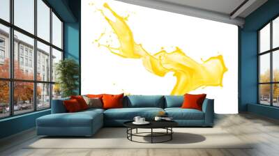 yellow paint splash isolated on a white background Wall mural