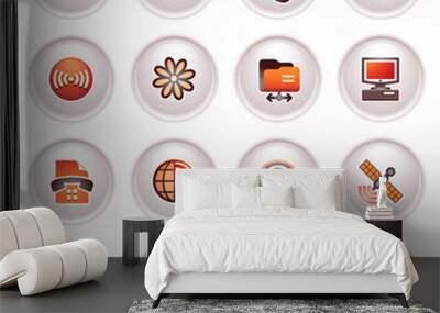 Communication icons set 2. Black red series. Wall mural