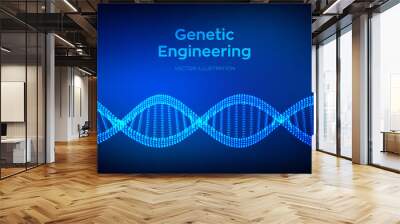 DNA sequence. Wireframe DNA molecules structure mesh. DNA code editable template. Science and Technology concept. Vector illustration. Wall mural