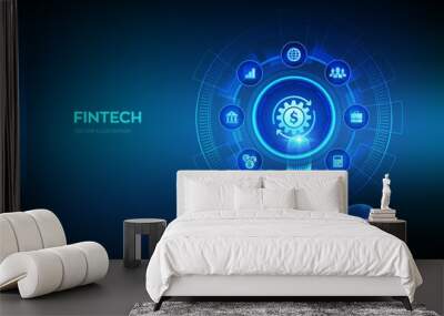 fintech. financial technology, online banking and crowdfunding. business investment banking payment  Wall mural