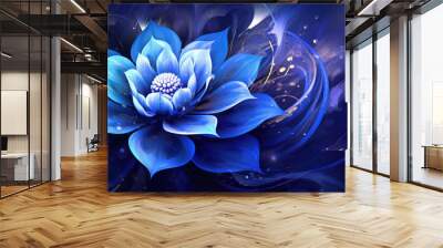 Abstract blue flower background as wallpaper illustration Wall mural