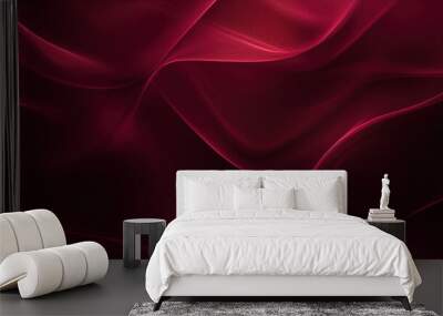 Abstract burgundy wavy background, Red gradient background, Burgundy red wallpaper, Beautiful and elegant backdrop  Wall mural