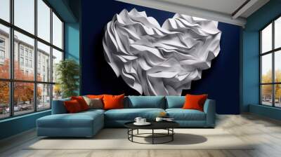 abstract white heart shape on dark background Wall mural