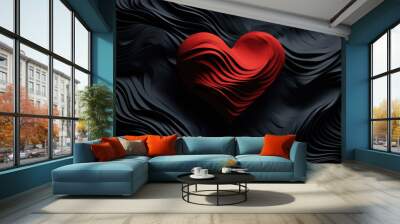 red abstract heart white element on dark background beautiful illustration Wall mural