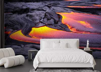 Flowing lava in Hawaii Wall mural