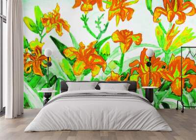 Orange daily lilies Wall mural