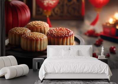 Delicious Moon Cakes for Mid-Autumn Festival Wall mural