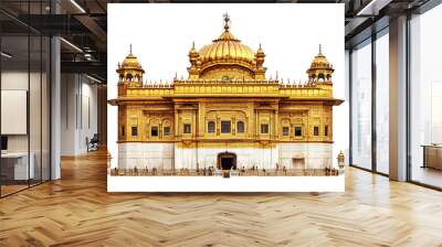 a large gold building with domes with Harmandir Sahib in the background Wall mural