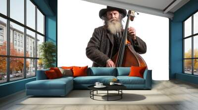 a man with a beard playing a double bass Wall mural