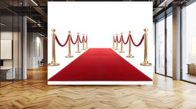 a red carpet with gold poles and rope Wall mural