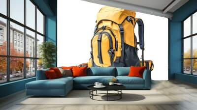 a yellow and black backpack Wall mural