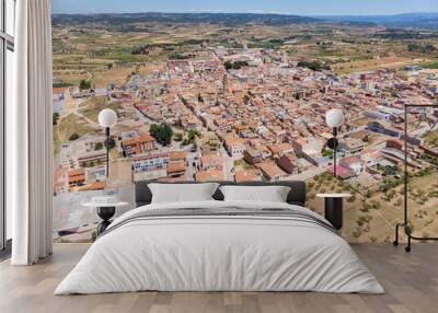 View of the old town Gandesa, Catalonia, Spain. Drone aerial photo Wall mural