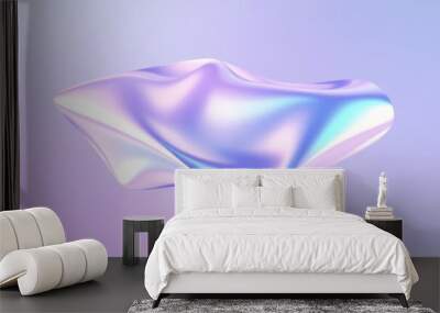 Abstract liquid shape of holographic metal. Wall mural