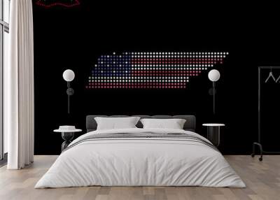 Dotted vector map of Tennessee painted in the american flag colors. Waving flag effect. Map tools icon set Wall mural