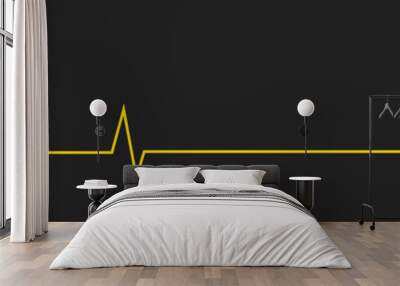 Photo camera horizontal banner. Heartbeat cardiogram line. Flat vector illustration isolated on black background. Wall mural