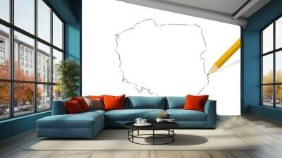 Poland freehand sketch outline vector map isolated on white background Wall mural