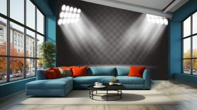 stadium lights effect on a transparent background. spotlights realistic vector illustration. lightin Wall mural