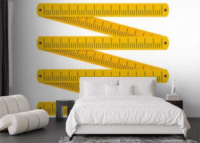 Yellow folding rule. Zigzag shape. Flat style vector illustration isolated on white Wall mural