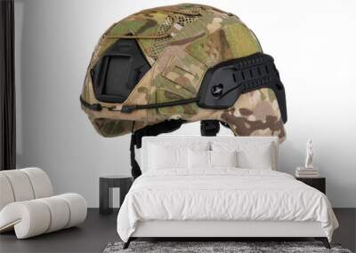 camouflage military helmet white background Wall mural