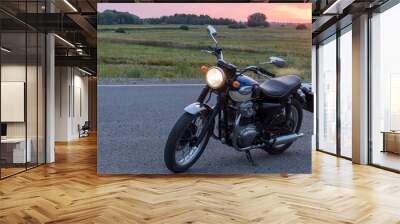 classic motorcycle on asphalt road Wall mural