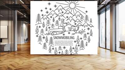 Snowmobiling tour template Wall mural