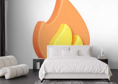 Fire 3d on white background. Modern fire 3d, great design for any purposes. Isolated vector illustration Wall mural