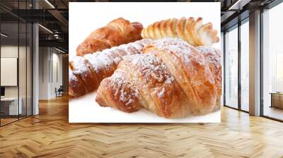 Fresh croissant isolated over white background Wall mural