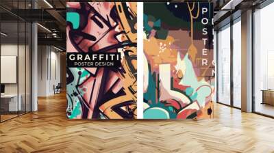 Graffiti style poster set, poster vector template, street art, wall art, banner template, flyer. Design elements. Wall mural