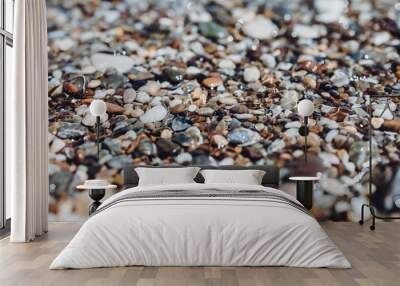 gravel texture, sea gravel. beach made of small stone. gravel on two sides Wall mural