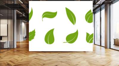 green color leaf vector logo or icon set. isolated leaves on white background. Wall mural