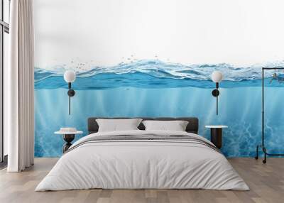 Water wave  underwater  blue  ocean isolated on cutout PNG transparent background Wall mural