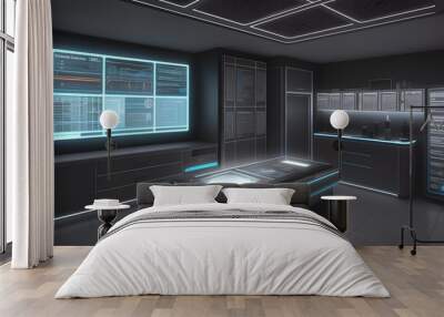 Interior of a sci-fi futuristic medical laboratory. Ai generative. Wall mural