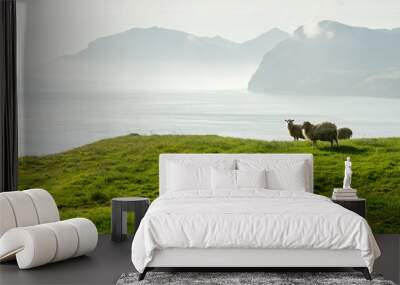 Morning view on the summer Faroe islands Wall mural