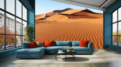 Orange sand dunes and clear sky in Namib desert Wall mural