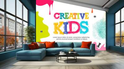 Kids art craft, education, creativity class concept. Vector illustration. Wall mural