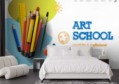 Web page design template for Art School, studio, course, creative kids. Modern design vector illustration concept for website and mobile website development. Wall mural