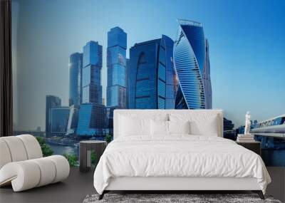 Panoramic view of Moscow-City and Moscow River. International business center in the daytime Wall mural