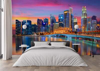 Singapore downtown city skyline landscape. Business district view Wall mural