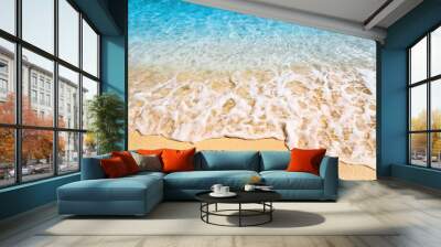 Soft wave at tropical sand beach island, Maldives Wall mural