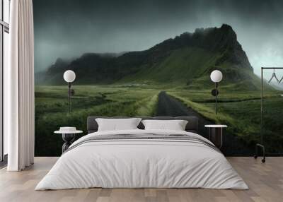 South Iceland beautiful nature dramatic landscape. Panorama view. Color toned filter Wall mural