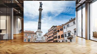 Virgin Mary statue at Piazza di Spagna in Rome, Italy Wall mural