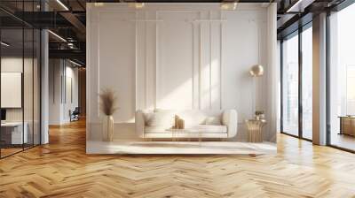 Minimalist White and Gold Living Room #2 Wall mural