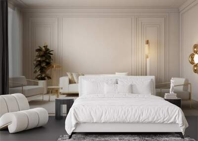 Minimalist White and Gold Living Room #4 Wall mural