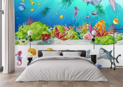 Cartoon Sea And Ocean Life Concept Wall mural