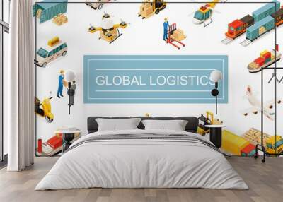 Isometric Global Transportation Concept Wall mural